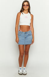 BB White Embroidered Crop Top